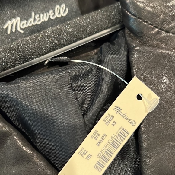 NWT Madewell Washed Leather Motorcycle Jacket/ True Black - Picture 6 of 8
